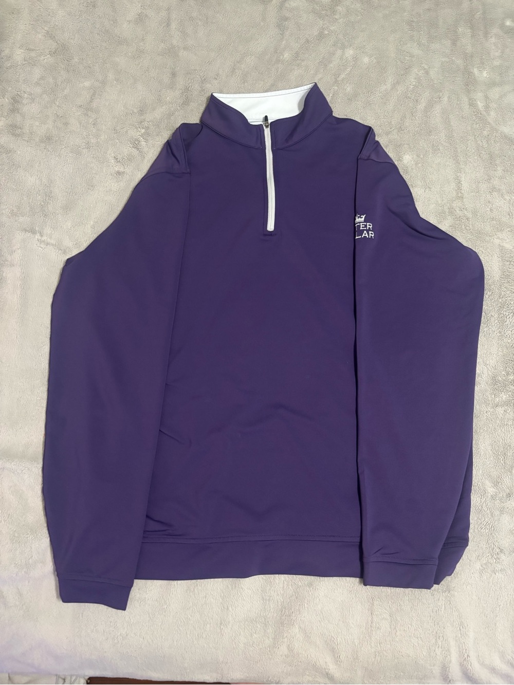Peter Millar Men's Purple Quarter-Zip Pullover Sweater